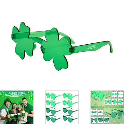 Frameless Green Four-leaf Sunglasses