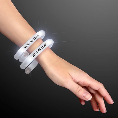 White Flash LED Wrap Around Tube Bracelet - PRINTED