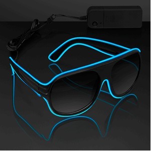 Blue "Neon Look" Aviator EL Shades - BLANK