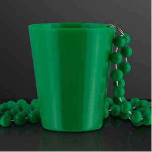 Green Shot Glass Bead Necklace 1.5 oz. (NON-Light Up) - BLANK