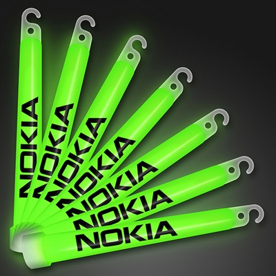 6" GREEN Glow Sticks - PRINTED