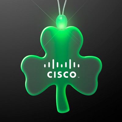 Acrylic Big Shamrock Shape Necklace with Green LED - PRINTED